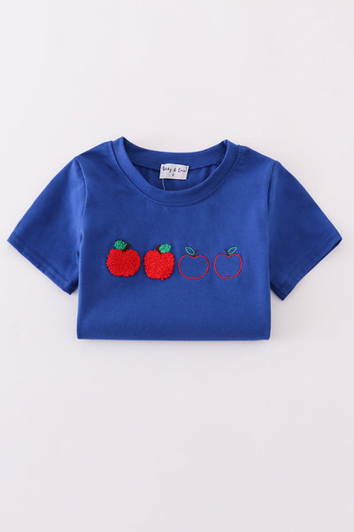 Blue apple french knot shorts set