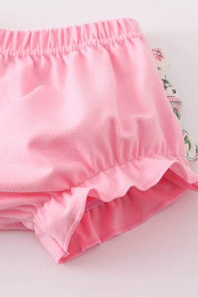 Vintage floral print ruffle bloomer set