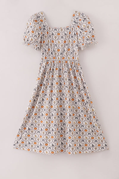 Witch pumpkin print mom dress