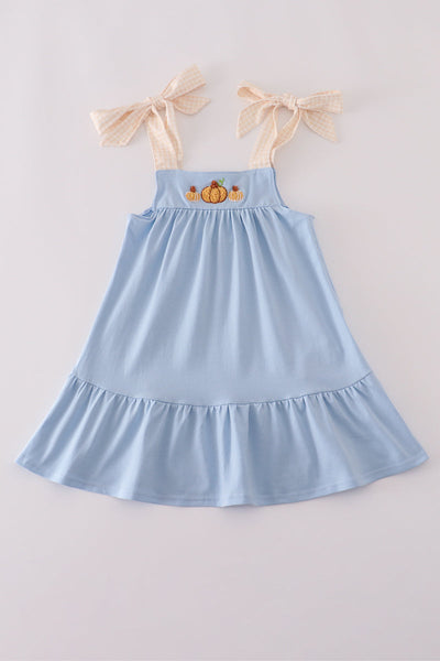 Blue pumpkin french knot dress