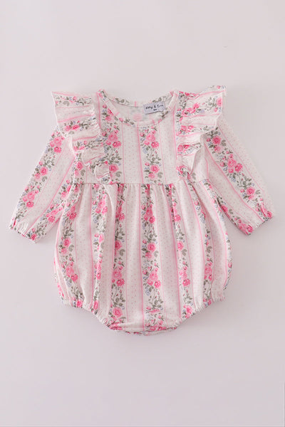 Pink floral print ruffle bubble