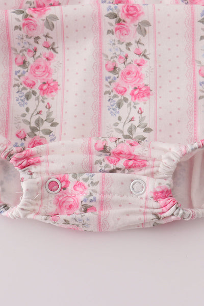 Pink floral print ruffle bubble