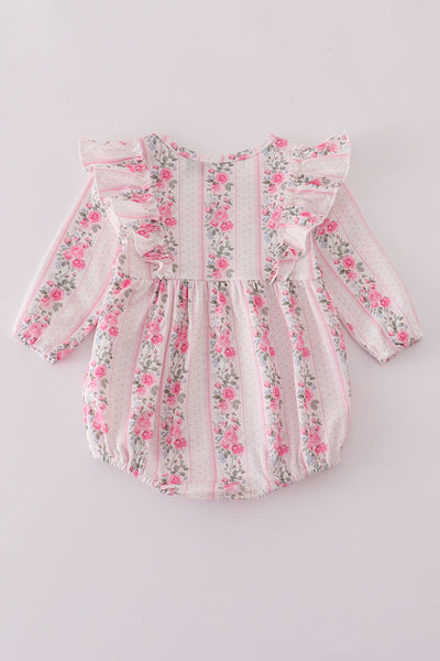 Pink floral print ruffle bubble