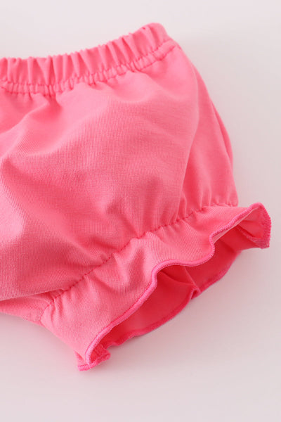 Pink floral print ruffle bloomer set