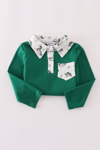 Green duck print pants set