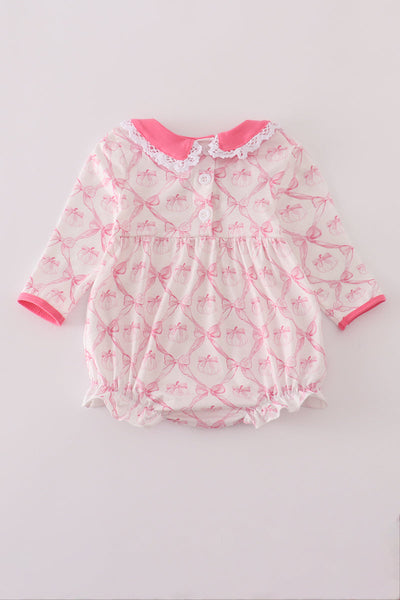 Pink bow tie pumpkin print bubble