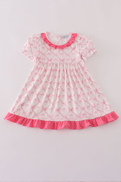 Pink bow tie pumpkin print dress