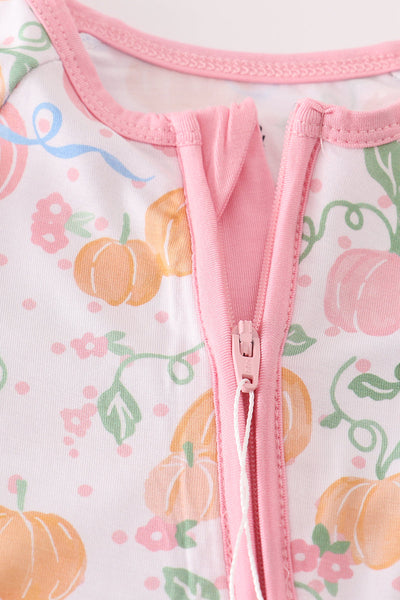 Pink pumpkin bamboo pajamas romper