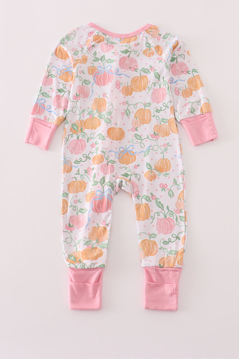 Pink pumpkin bamboo pajamas romper