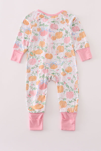 Pink pumpkin bamboo pajamas romper