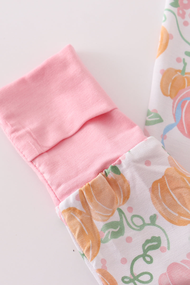 Pink pumpkin bamboo pajamas romper