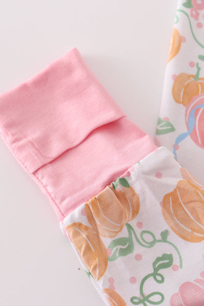 Pink pumpkin bamboo pajamas romper