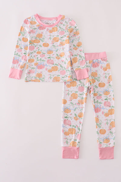 Pink pumpkin bamboo pajamas set
