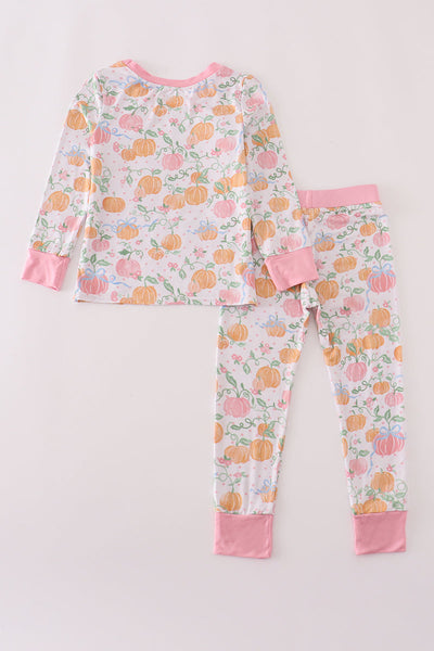 Pink pumpkin bamboo pajamas set