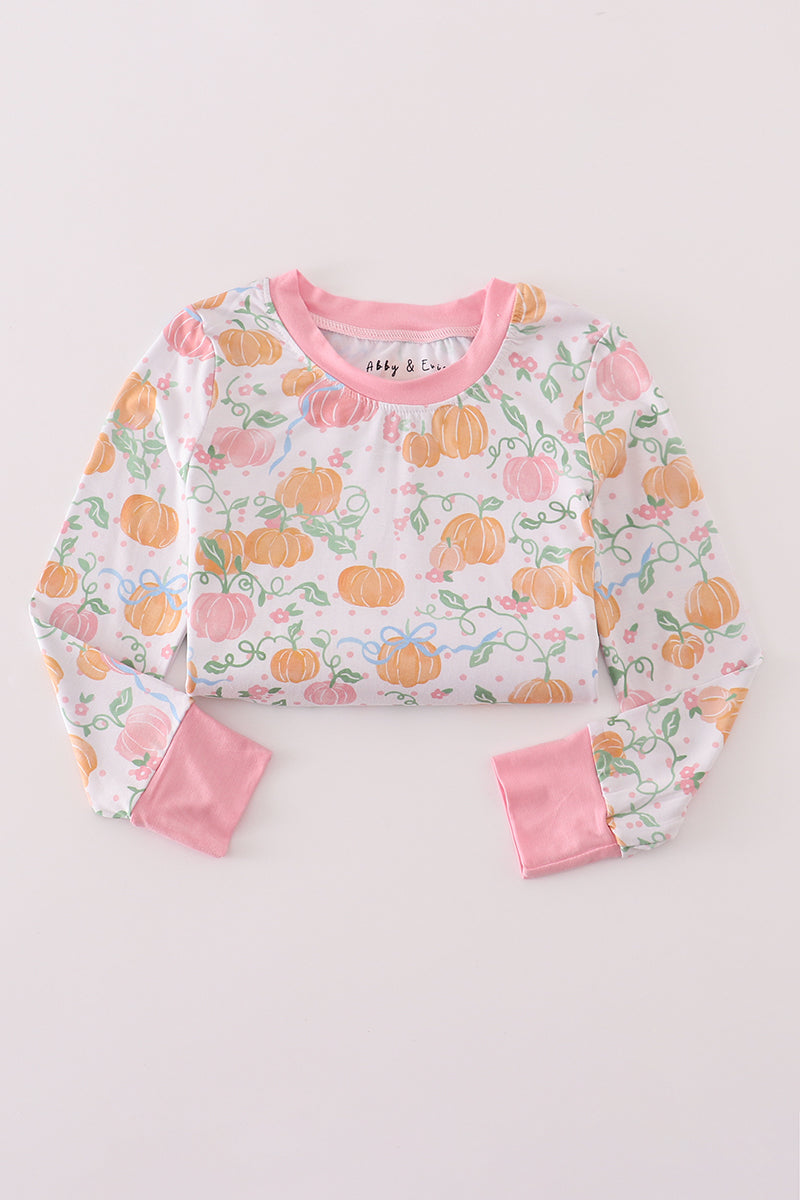 Pink pumpkin bamboo pajamas set