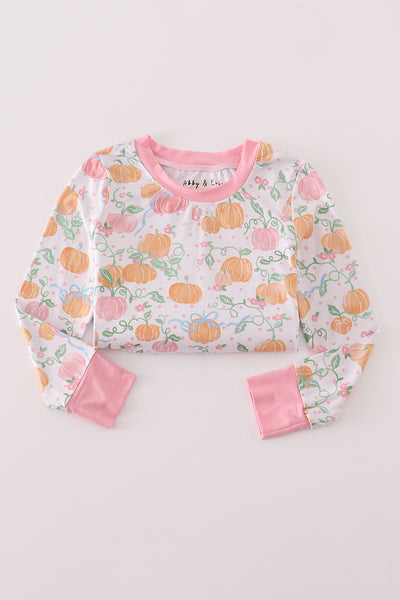 Pink pumpkin bamboo pajamas set