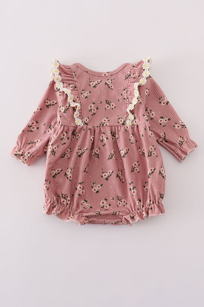 Floral corduroy lace ruffle bubble