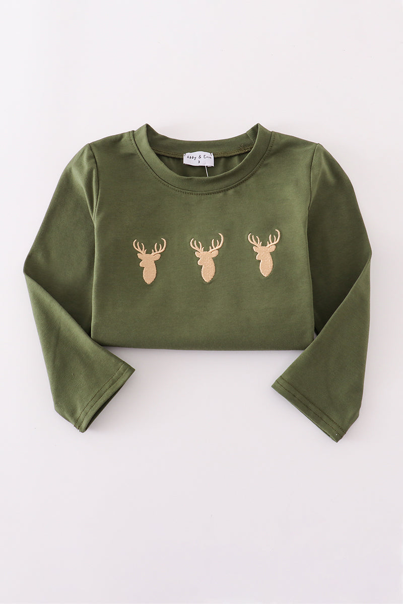 Forest hunting deer embroidery pants set