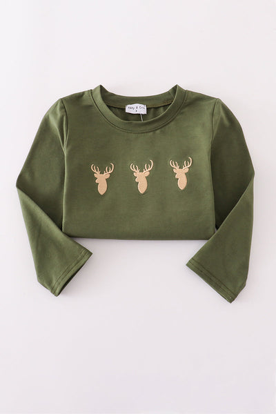 Forest hunting deer embroidery pants set