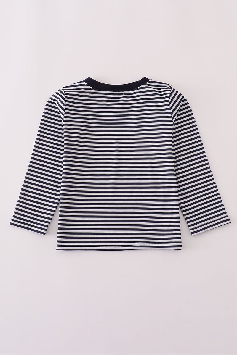 Navy football applique top
