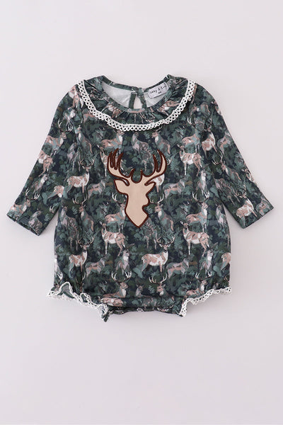 Camouflage hunting deer applique ruffle bubble