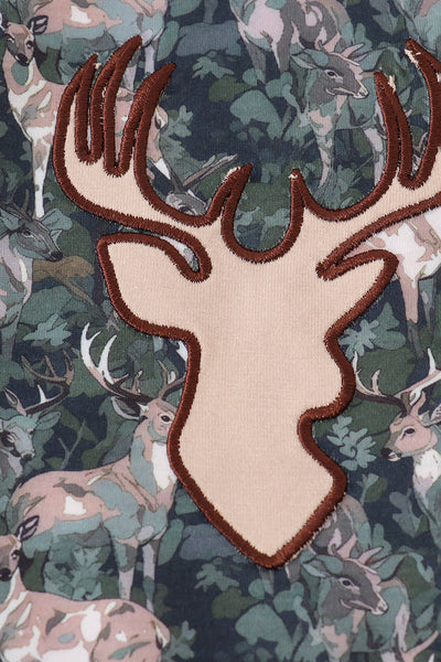Camouflage hunting deer applique ruffle bubble