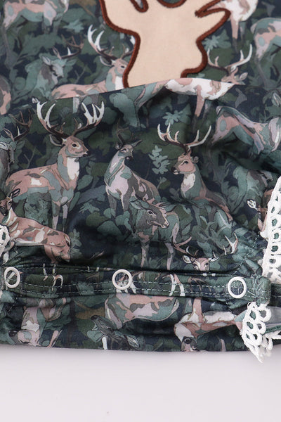 Camouflage hunting deer applique ruffle bubble
