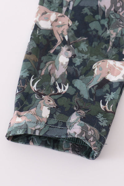 Camouflage hunting deer applique ruffle bubble