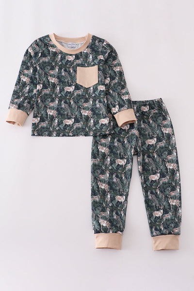 Camouflage hunting deer pajama set