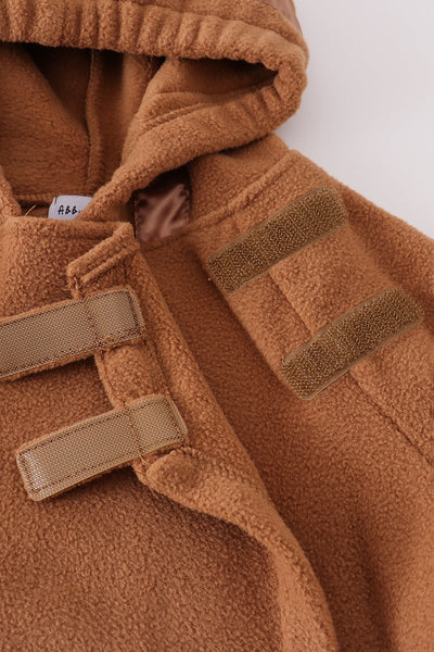Brown bow fleece velcro hoodie