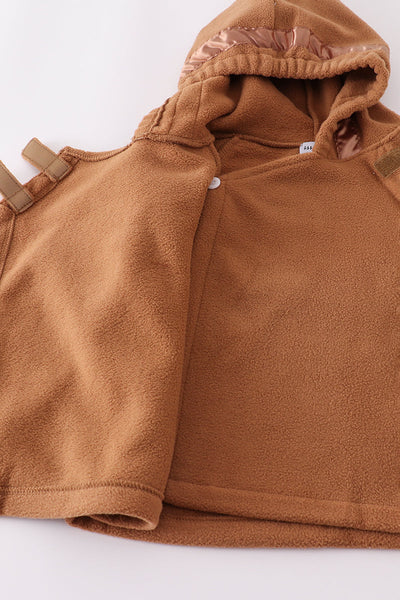 Brown bow fleece velcro hoodie