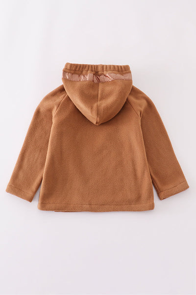 Brown bow fleece velcro hoodie