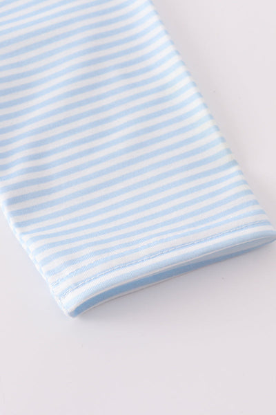 Blue turkey embroidery stripe pants set