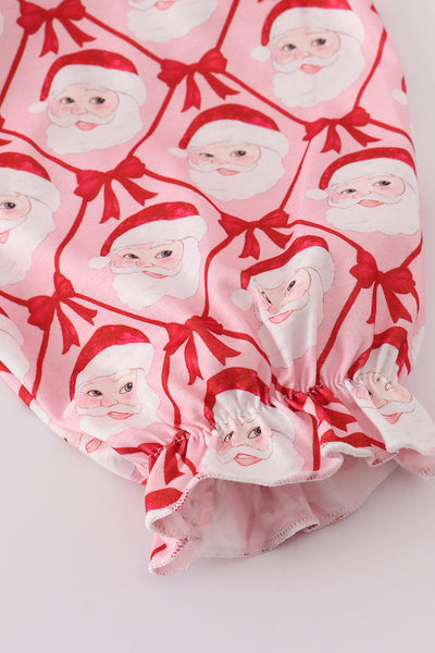 Red santa claus smocked dress