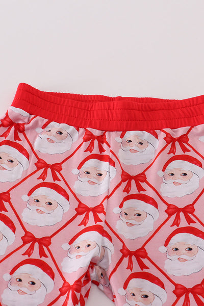 Red santa claus bamboo pajamas ruffle pants set