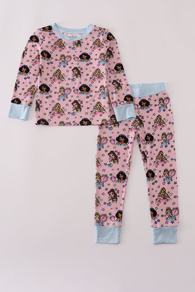 Pink princess bamboo pajamas set