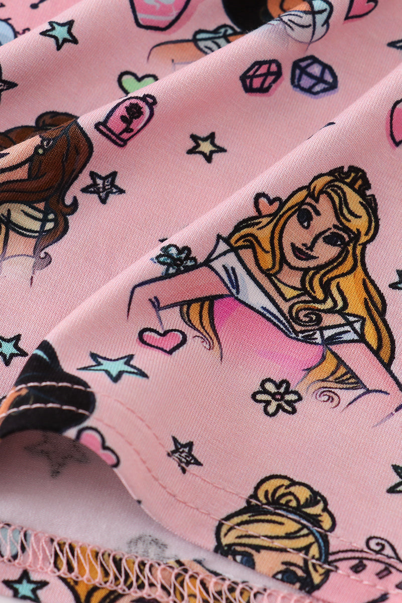 Pink princess bamboo pajamas set
