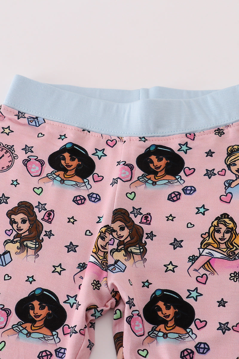 Pink princess bamboo pajamas set