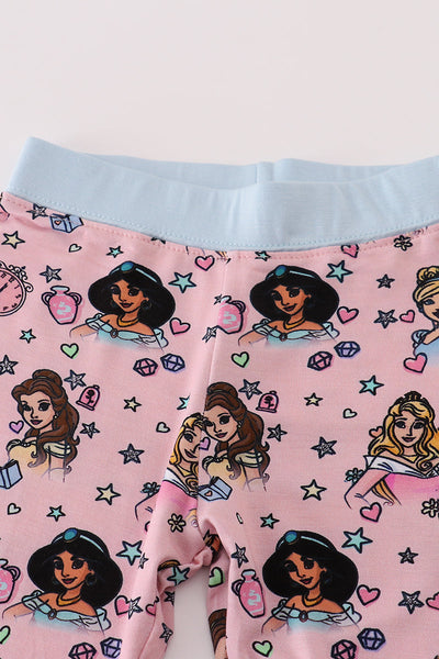 Pink princess bamboo pajamas set