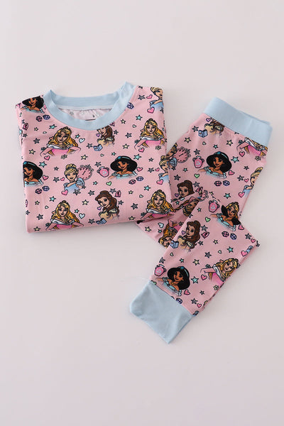 Pink princess bamboo pajamas set