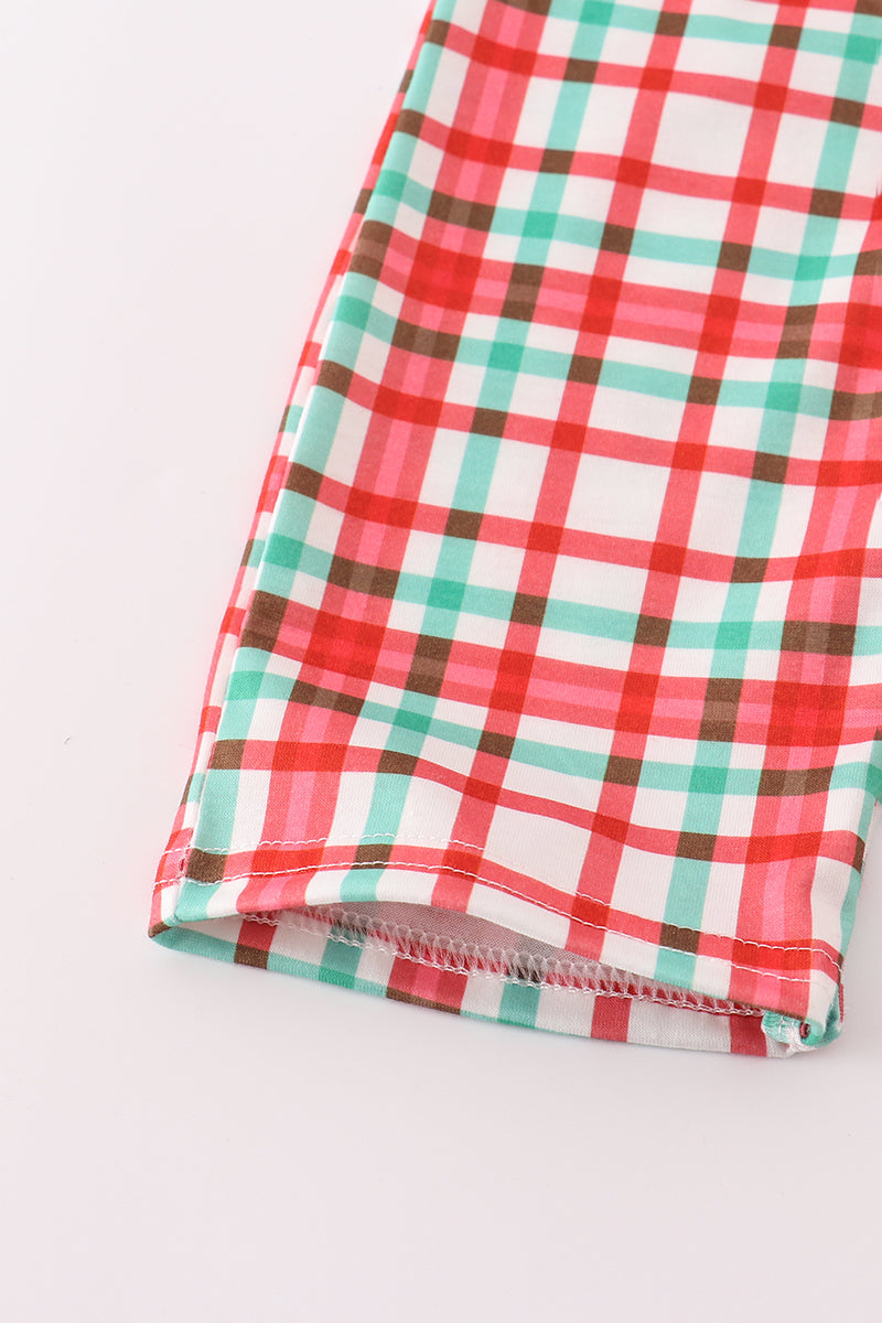Red santa claus embroidery plaid jonjon set