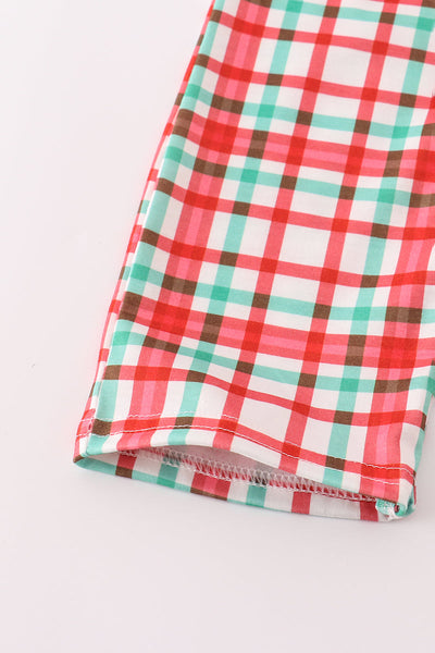 Red santa claus embroidery plaid jonjon set