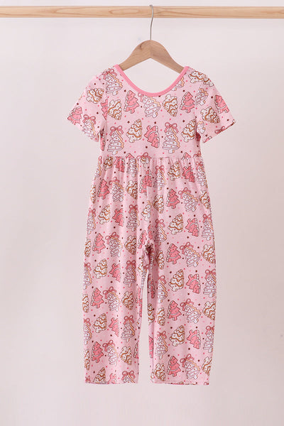Pink christmas tree bamboo jumpsuit