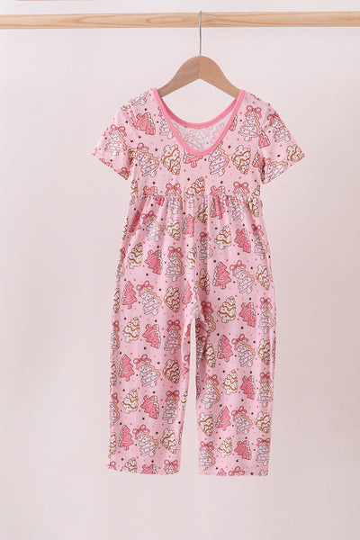 Pink christmas tree bamboo jumpsuit