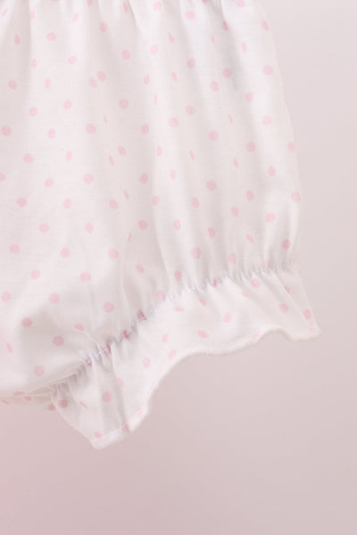 Pink bow embroidery ruffle bloomer set