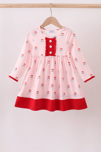 Christmas santa claus print ruffle dress