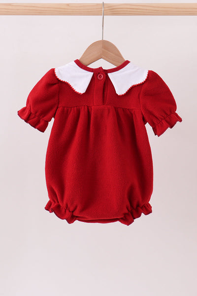 Red christmas tree embroidery fleece bubble