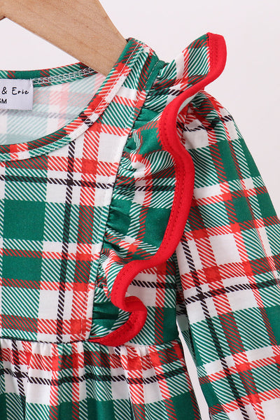 Green plaid ruffle bubble