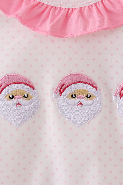 Pink santa claus embroidery ruffle bubble