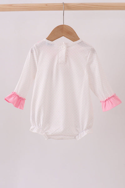 Pink santa claus embroidery ruffle bubble